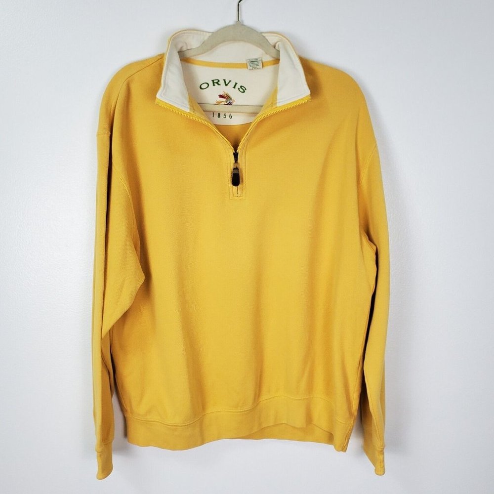 Orvis Yellow Quarter-Zip Pullover Sweater